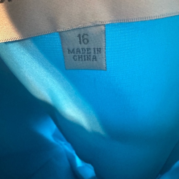 David’s Bridal Strapless Crinkle Chiffon Bridesmaid Dress size 16 Color Blue - Picture 6 of 14